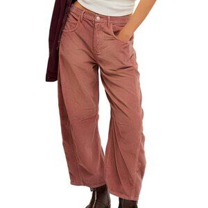 Free People good luck cropped corduroy trousers in withered rose NWT $128